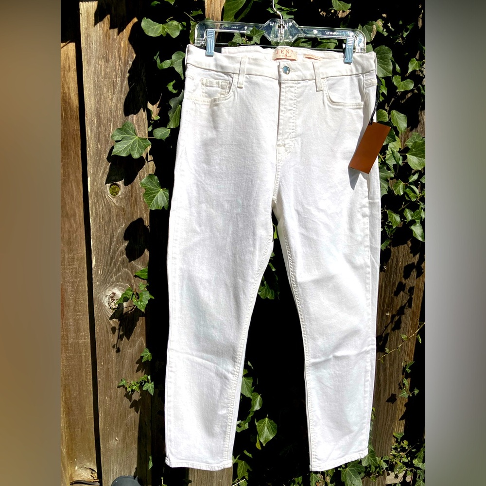 NWT Jen7 for 7 For All Mankind White Jeans Cropped Skinny summer stretch contour